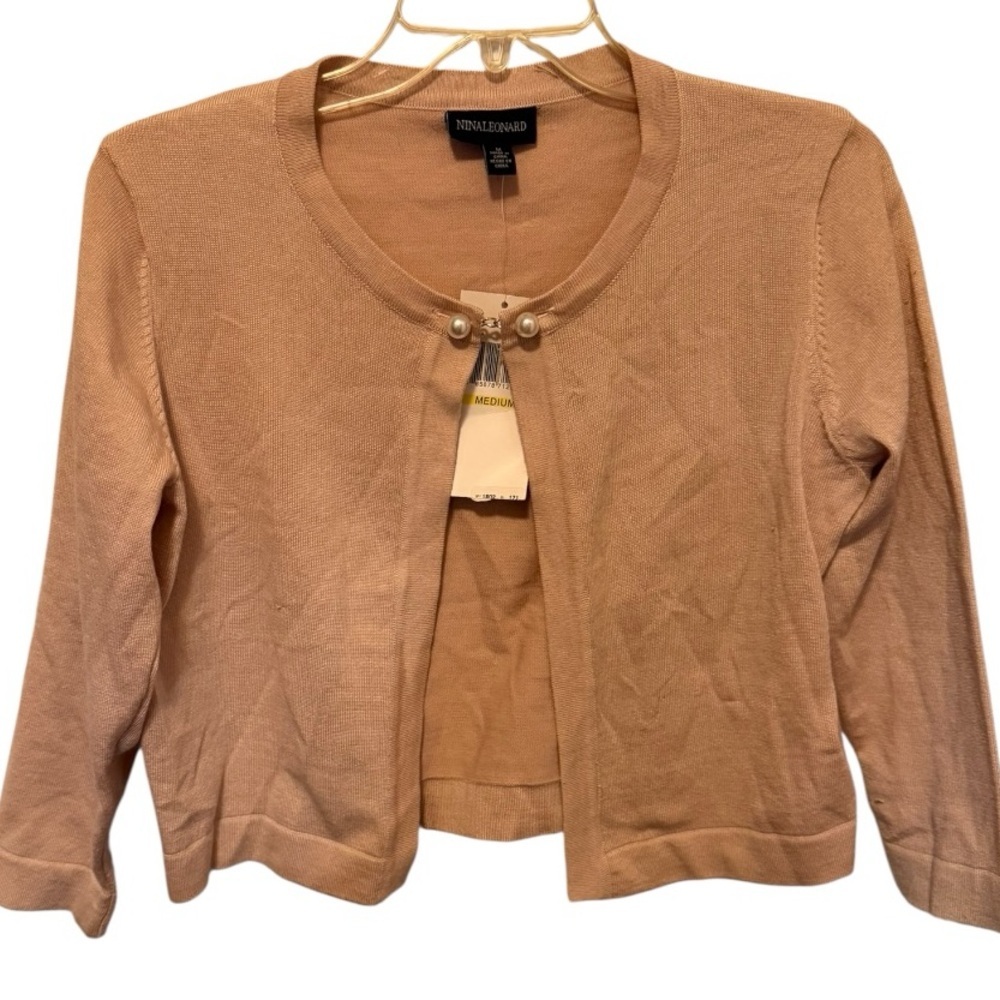 Nina Leonard Cropped Cardigan Sweater nwt